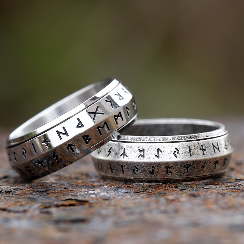 2024 NOVÉ otočné pánske prstene z nehrdzavejúcej ocele 316L, retro Odin Viking runa pre tínedžerov, PRSTEN, amulet, módny darček, šperky
