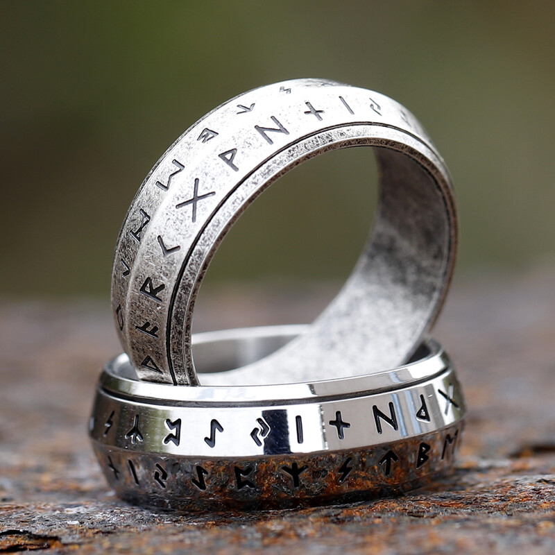 2024 NOVÉ otočné pánske prstene z nehrdzavejúcej ocele 316L, retro Odin Viking runa pre tínedžerov, PRSTEN, amulet, módny darček, šperky
