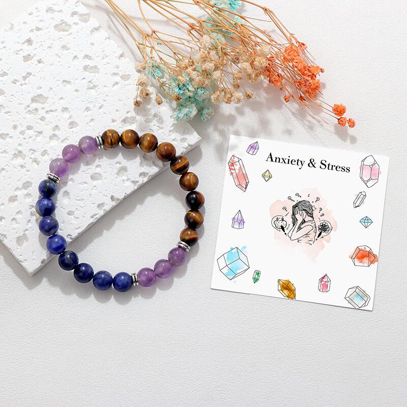 Natūralaus gydomojo krištolo apyrankė moterims 8 mm natūralaus akmens karoliukais apyrankė nuo nerimo apsauganti apyrankė Sėkmės papuošalų dovana