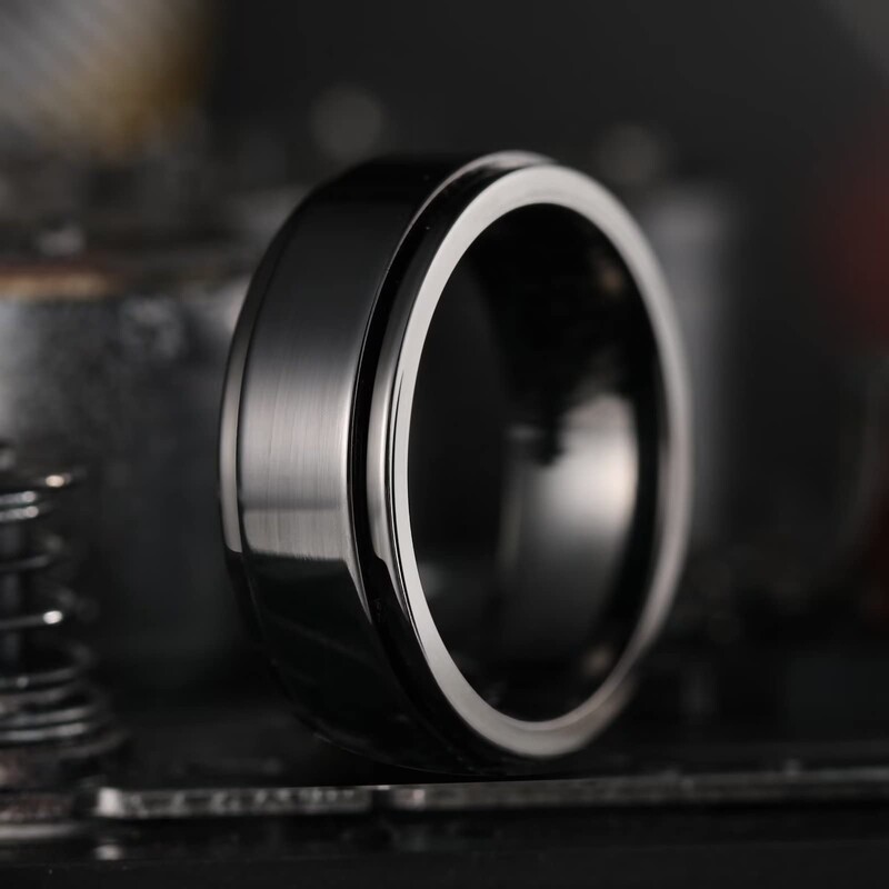 Неръждаема стомана Anxiety Fidget Spinner пръстени за мъже Готини пънк въртящи се въртящи се пръстени за мъже Антистрес брачна лента Бижута