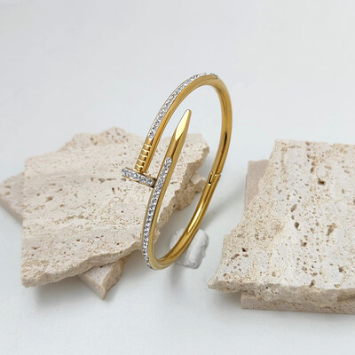 Divatos köröm aranyozott rozsdamentes acél karkötő, igazi szerelem zár víztégla ékszerek, ajándékok nőknek