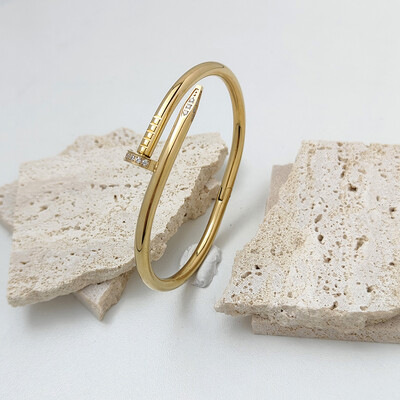 Divatos köröm aranyozott rozsdamentes acél karkötő, igazi szerelem zár víztégla ékszerek, ajándékok nőknek