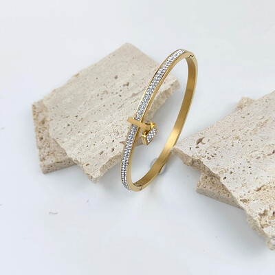 Divatos köröm aranyozott rozsdamentes acél karkötő, igazi szerelem zár víztégla ékszerek, ajándékok nőknek