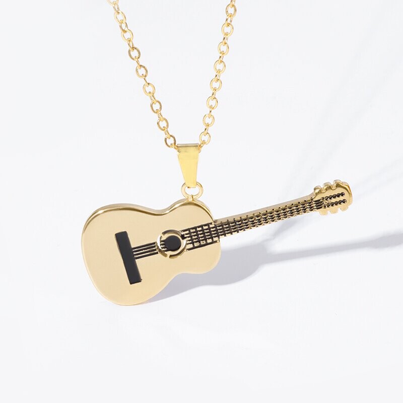 Nerūdijančio plieno Muzika, gitara, pakabukas, karoliai, muzikantas, vyriškas, moteriškas pankrokas, hiphopas, rokas, muzikos instrumentai, papuošalai, aksesuarai