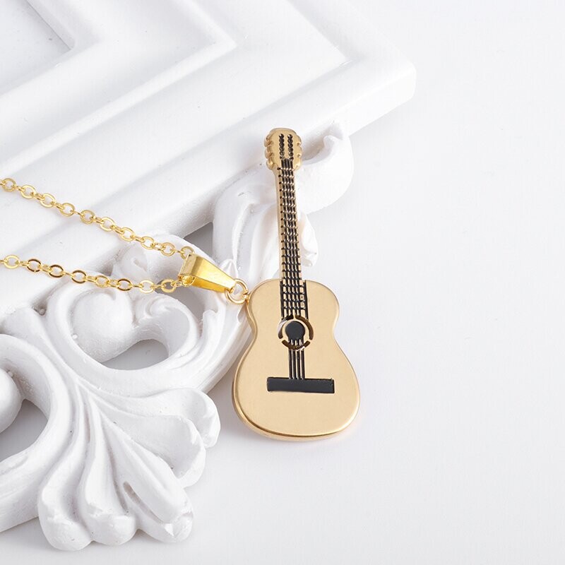 Nerūdijančio plieno Muzika, gitara, pakabukas, karoliai, muzikantas, vyriškas, moteriškas pankrokas, hiphopas, rokas, muzikos instrumentai, papuošalai, aksesuarai