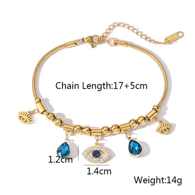 316L nerūdijančio plieno žavinga apyrankė moterims, kubinio cirkonio mėlynos spalvos blogio akies apyrankė ponios vakarėlio atostogų papuošalų dovana