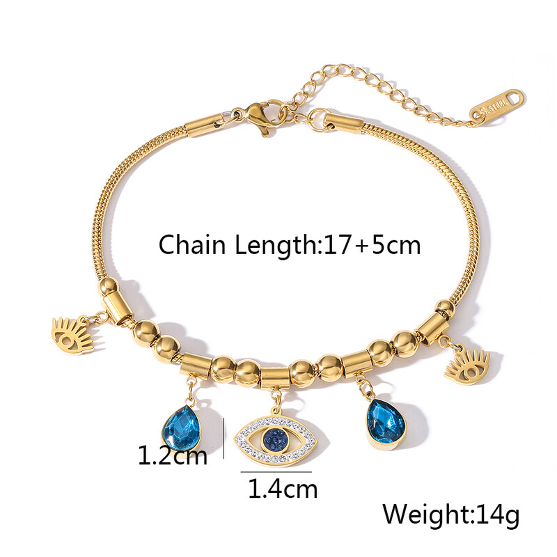 316L nerūdijančio plieno žavinga apyrankė moterims, kubinio cirkonio mėlynos spalvos blogio akies apyrankė ponios vakarėlio atostogų papuošalų dovana