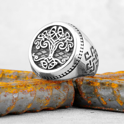 Vikinški prsten od nehrđajućeg čelika Sidro Kompas Drvo života Nordijski Viking Runa Vuk Muški i ženski Prsten Nakit za dečka kao poklon