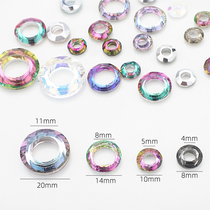 Tarpvalstybinis kelių dydžių didelis skylių apskritimas angelo žiedas Spalvoti stiklo karoliukai pasidaryk papuošalai Aksesuarai Nagų dailė Auskarai Priedai...