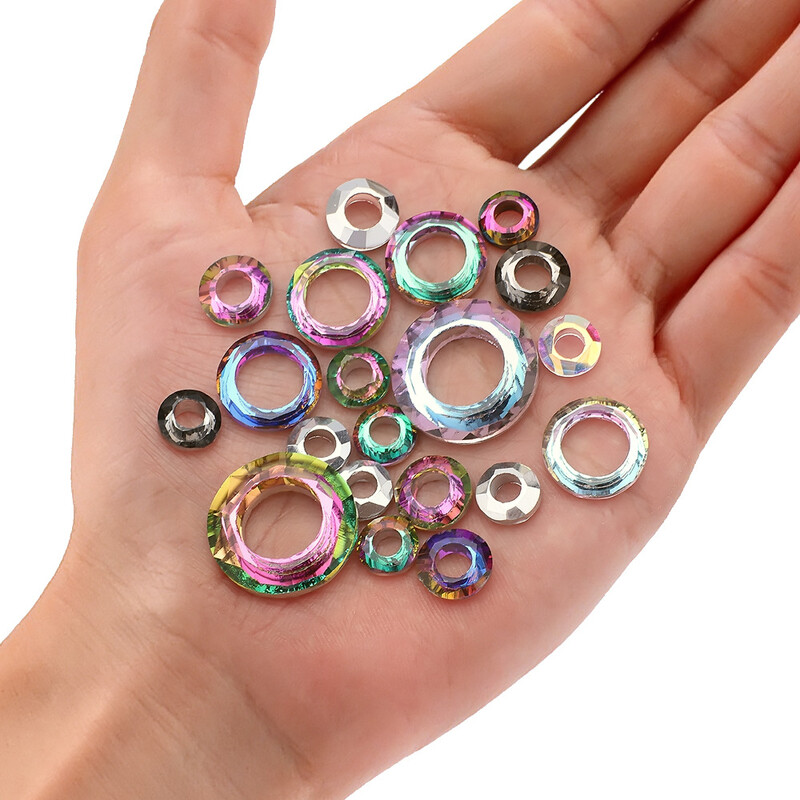 Tarpvalstybinis kelių dydžių didelis skylių apskritimas angelo žiedas Spalvoti stiklo karoliukai pasidaryk papuošalai Aksesuarai Nagų dailė Auskarai Priedai...