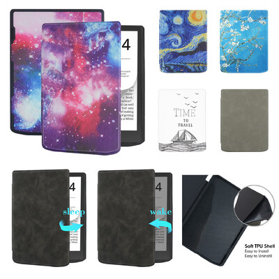 PocketBook 743 InkPad Color 2, InkPad 4 PU bőr puha tok 7,8 hüvelykes e-könyv olvasó borítóhoz Auto Sleep Wake PB743 Shell Funda