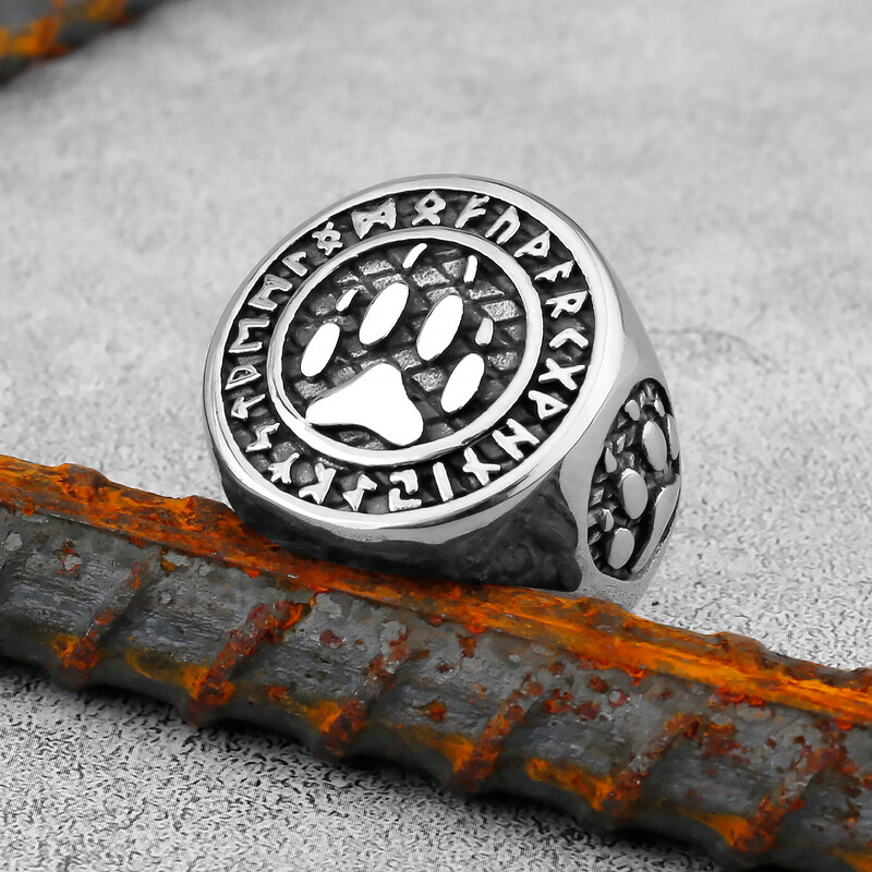 skandináv mitológia rúnagyűrű Viking medvemancs rozsdamentes acél férfi gyűrűk punk hip hop rock férfi barátoknak ékszer ajándék nagykereskedés