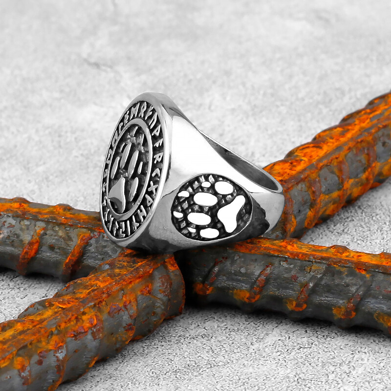 skandináv mitológia rúnagyűrű Viking medvemancs rozsdamentes acél férfi gyűrűk punk hip hop rock férfi barátoknak ékszer ajándék nagykereskedés