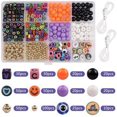 1 Kutija Perle od polimerske gline Staklene perle Akrilne perle slova Za DIY Sretan Božić/Noć vještica Poklon za šivanje Ukrasna perla Z0220