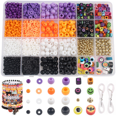 1 Kutija Perle od polimerske gline Staklene perle Akrilne perle slova Za DIY Sretan Božić/Noć vještica Poklon za šivanje Ukrasna perla Z0220