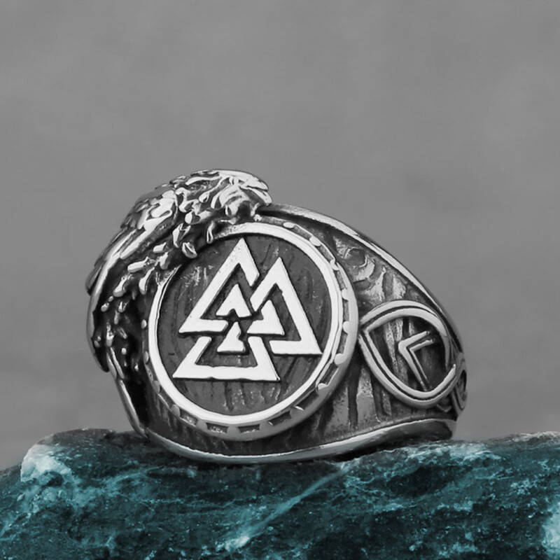 Viking Valknut prsten od nehrđajućeg čelika, muški amulet s runom vrana, punk hip-hop, modni ručno rađeni butik prsten, nakit, poklon