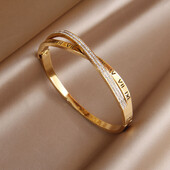 Klasikinė nerūdijančio plieno romėniško numerio žavinga apyrankė moterims romėniško kristalo susuktos apyrankės nuo rūdžių riešo papuošalų dovanų vakarėliui