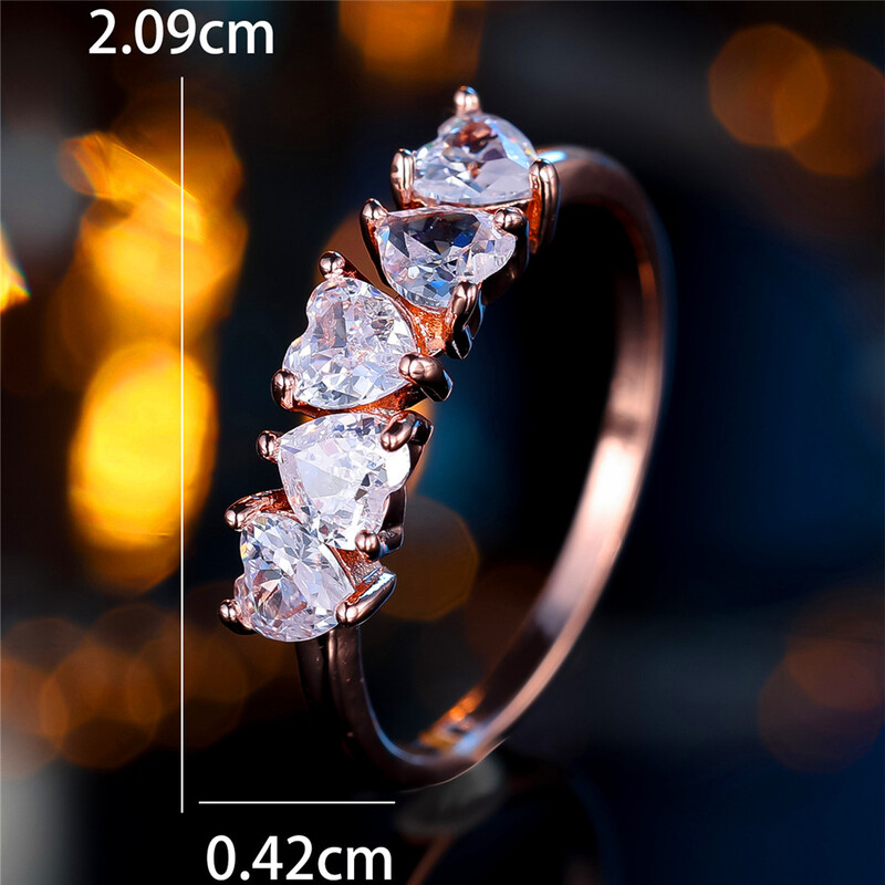 Prabangūs moteriški balto cirkonio akmens sužadėtuvių žiedai su pirštais, vintažinės rožinės spalvos aukso spalvos vestuvių juosta nuotakos papuošalai moterims