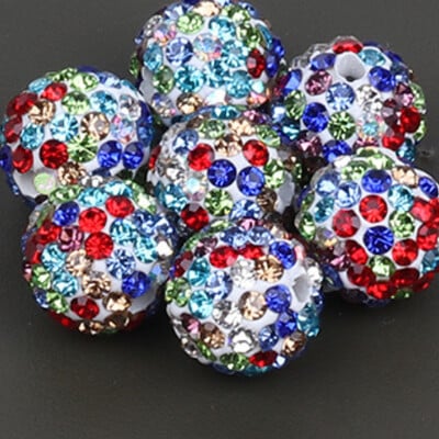 Kvalitné 10 mm všetky farby 7-radové sklenené kamienky 2 dierky hlinené Shamballa korálky na náramok s príveskom, šperky, doplnky, DIY