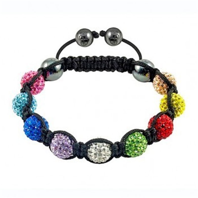Kvalitné 10 mm všetky farby 7-radové sklenené kamienky 2 dierky hlinené Shamballa korálky na náramok s príveskom, šperky, doplnky, DIY