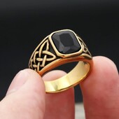 Μόδα Vintage Nordic Vikings Knot Rune Rings για Άντρες Γυναικεία Ανοξείδωτο Τετράγωνο Κόκκινο Πέτρινο Δαχτυλίδι Δώρα Κοσμήματα Χονδρική