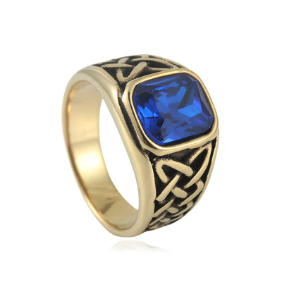 Μόδα Vintage Nordic Vikings Knot Rune Rings για Άντρες Γυναικεία Ανοξείδωτο Τετράγωνο Κόκκινο Πέτρινο Δαχτυλίδι Δώρα Κοσμήματα Χονδρική