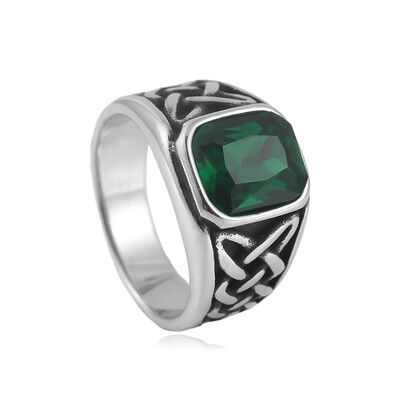 Μόδα Vintage Nordic Vikings Knot Rune Rings για Άντρες Γυναικεία Ανοξείδωτο Τετράγωνο Κόκκινο Πέτρινο Δαχτυλίδι Δώρα Κοσμήματα Χονδρική