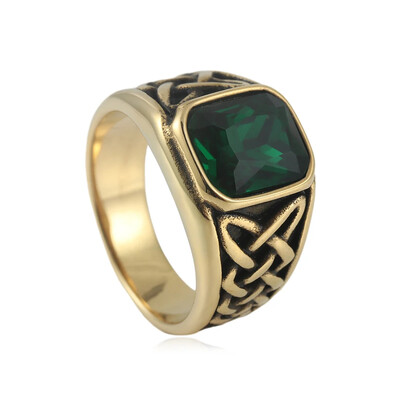Μόδα Vintage Nordic Vikings Knot Rune Rings για Άντρες Γυναικεία Ανοξείδωτο Τετράγωνο Κόκκινο Πέτρινο Δαχτυλίδι Δώρα Κοσμήματα Χονδρική