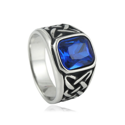 Μόδα Vintage Nordic Vikings Knot Rune Rings για Άντρες Γυναικεία Ανοξείδωτο Τετράγωνο Κόκκινο Πέτρινο Δαχτυλίδι Δώρα Κοσμήματα Χονδρική