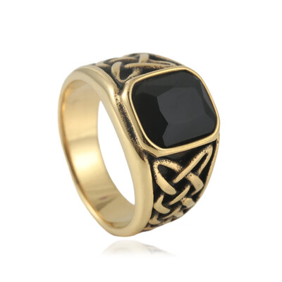 Μόδα Vintage Nordic Vikings Knot Rune Rings για Άντρες Γυναικεία Ανοξείδωτο Τετράγωνο Κόκκινο Πέτρινο Δαχτυλίδι Δώρα Κοσμήματα Χονδρική