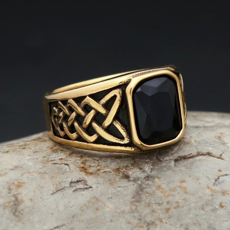Μόδα Vintage Nordic Vikings Knot Rune Rings για Άντρες Γυναικεία Ανοξείδωτο Τετράγωνο Κόκκινο Πέτρινο Δαχτυλίδι Δώρα Κοσμήματα Χονδρική