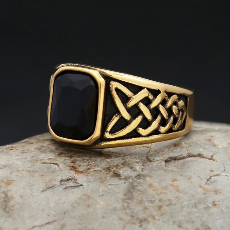Μόδα Vintage Nordic Vikings Knot Rune Rings για Άντρες Γυναικεία Ανοξείδωτο Τετράγωνο Κόκκινο Πέτρινο Δαχτυλίδι Δώρα Κοσμήματα Χονδρική