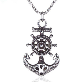 Ανδρικό Vintage κολιέ Navy Pirate Anchor Κρεμαστό πλοίο Rudder Punk Jewelry Δώρο