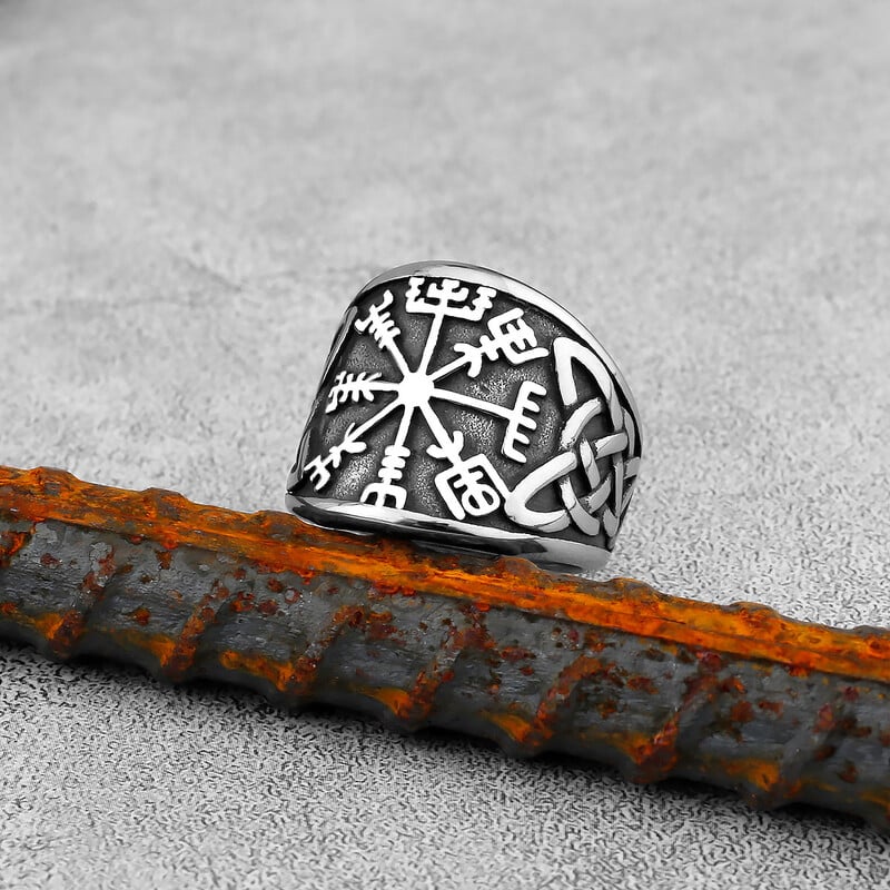 Vintage severské vikingské kompasové prstene s keltským uzlom pre mužov, dominantné, chladné severské runové amulety z nehrdzavejúcej ocele, šperky