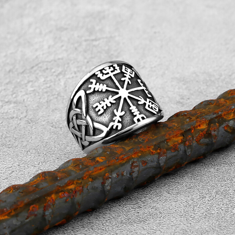 Vintage severské vikingské kompasové prstene s keltským uzlom pre mužov, dominantné, chladné severské runové amulety z nehrdzavejúcej ocele, šperky