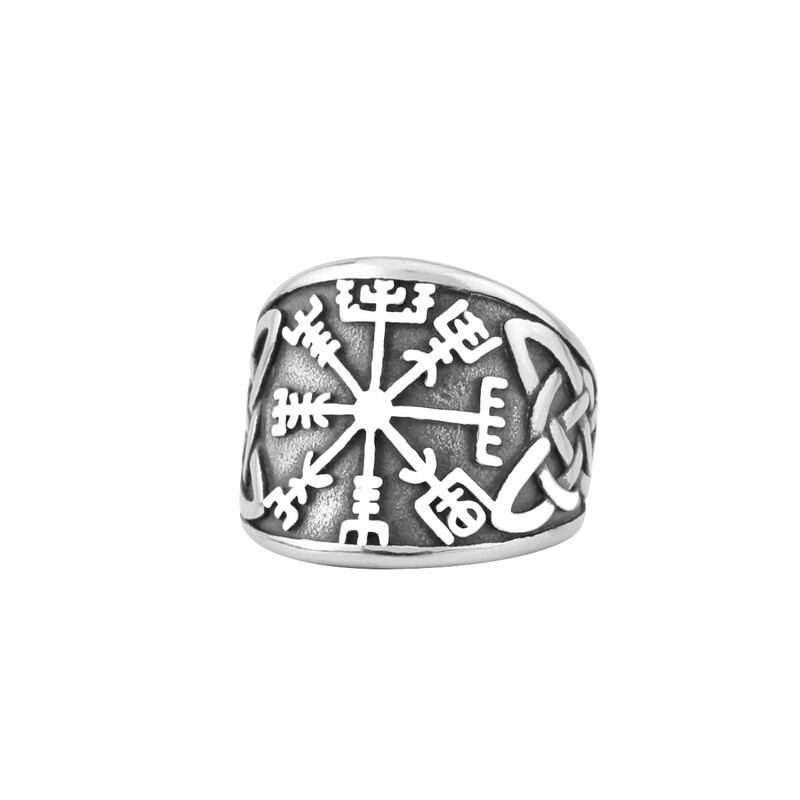 Vintage severské vikingské kompasové prstene s keltským uzlom pre mužov, dominantné, chladné severské runové amulety z nehrdzavejúcej ocele, šperky