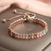 Trendy farebný štvorcový krištáľový zirkónový korálkový náramok pre ženy luxusné elegantné nastaviteľné veľkosti šperky klubové párty doplnky