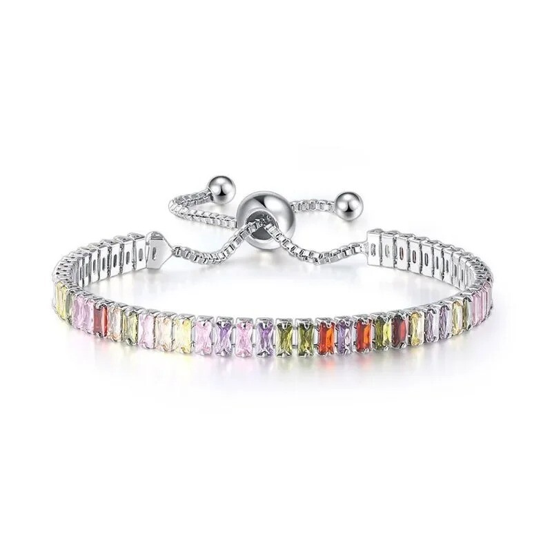 Trendy farebný štvorcový krištáľový zirkónový korálkový náramok pre ženy luxusné elegantné nastaviteľné veľkosti šperky klubové párty doplnky