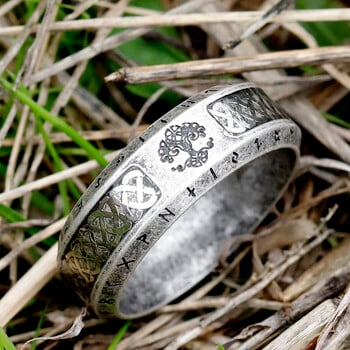 Специален дизайн от неръждаема стомана Viking Ring Runes Tree of Life Пръстен за мъже Vintage Celtic Knot Rune Vintage Jewelry