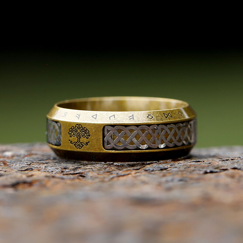 Design special, inel viking din oțel inoxidabil, rune, inel, arborele vieții, pentru bărbați, nod celtic, rune, bijuterii vintage