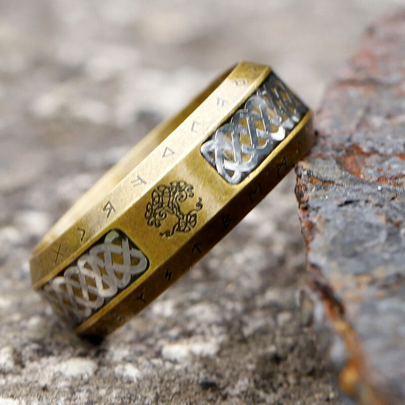 Design special, inel viking din oțel inoxidabil, rune, inel, arborele vieții, pentru bărbați, nod celtic, rune, bijuterii vintage
