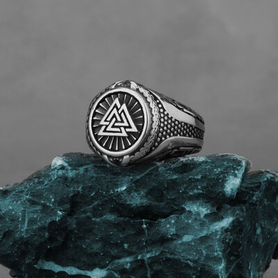 Nerūdijančio plieno senovinis vikingų runos žiedas vyrams keltų Valknut amuletas Hip Hop dviratininkų žiedas Paprasta papuošalų dovana vaikinui