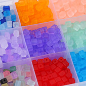 Aproximativ 50 buc sticlă mată, cuburi de zahăr, mărgele de orez, mărgele vrac, bricolaj realizat manual pentru bijuterii, brățări, îmbrăcăminte, accesorii, mate