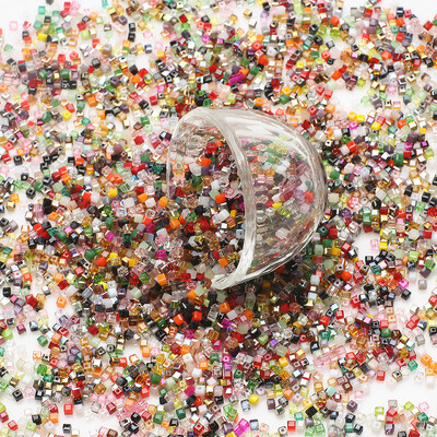 3/4/6 mm-es szögletes gyöngy színű vegyes színű gradiens üveggyöngy DIY kiegészítő karkötő mobiltelefon lánc tartozék