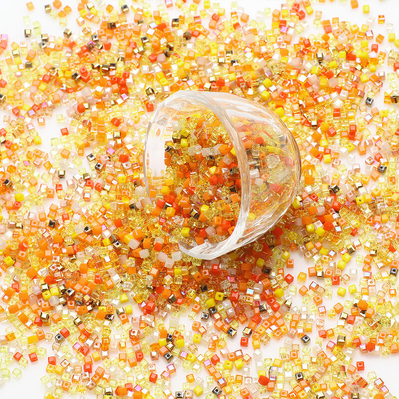 3/4/6 mm-es szögletes gyöngy színű vegyes színű gradiens üveggyöngy DIY kiegészítő karkötő mobiltelefon lánc tartozék