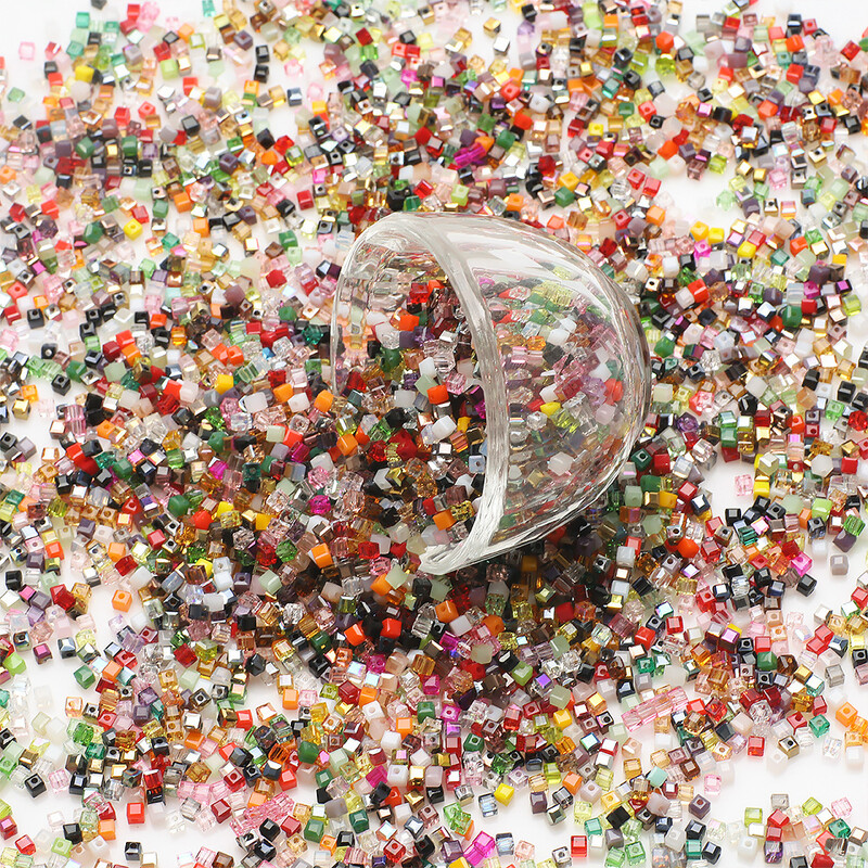 3/4/6 mm-es szögletes gyöngy színű vegyes színű gradiens üveggyöngy DIY kiegészítő karkötő mobiltelefon lánc tartozék