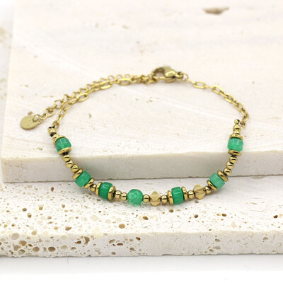 Brățară cu lanț de margele din piatră naturală Lungime reglabilă Cadou pentru femei Brățară de modă din oțel inoxidabil cu aur fără decolorare 2024 Bijuterii noi