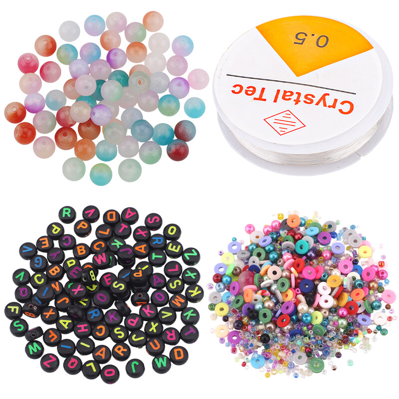 DIY farebné polymérové hlinené sklenené korálky akrylové písmenové korálky na výrobu náramkov, sada na výrobu šperkov, darčeky na narodeninovú oslavu