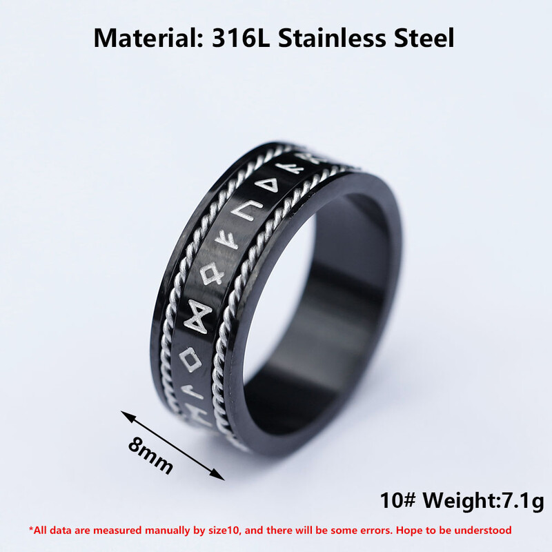2024 Novi kreativni 316L vikinški lančani prsten s runama od nehrđajućeg čelika za muškarce Modni retro amulet modni nakit Poklon besplatna dostava