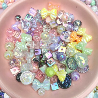 50 g/100 g Articole pentru acoperirea capului pentru copii pentru realizarea de benzi din piele, materiale acrilice, accesorii, margele libere, pungi de culori mixte multiple